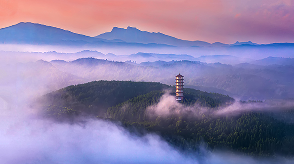 图片8：沅水画壁景区《白沙晨雾  雾绕宝塔 》.jpg